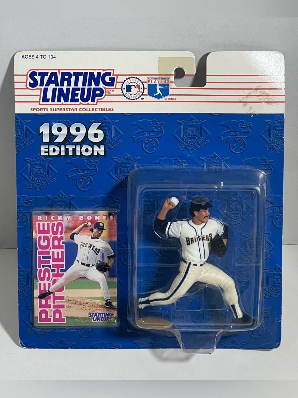 Starting Lineup 1996 Ricky Bones Brewers Action Figure - White/Blue